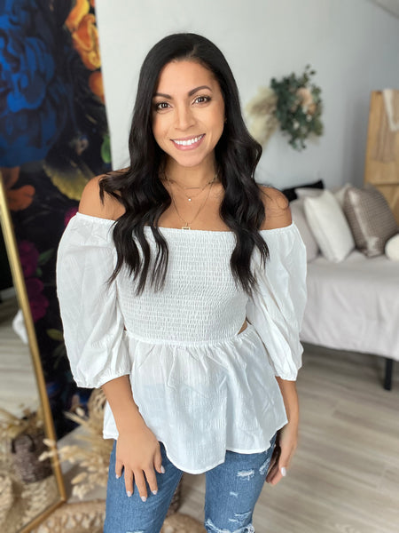 White cut out detail blouse