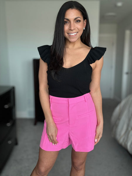 Pink highwaisted dress shorts