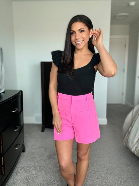 Pink highwaisted dress shorts - Ayden Rose