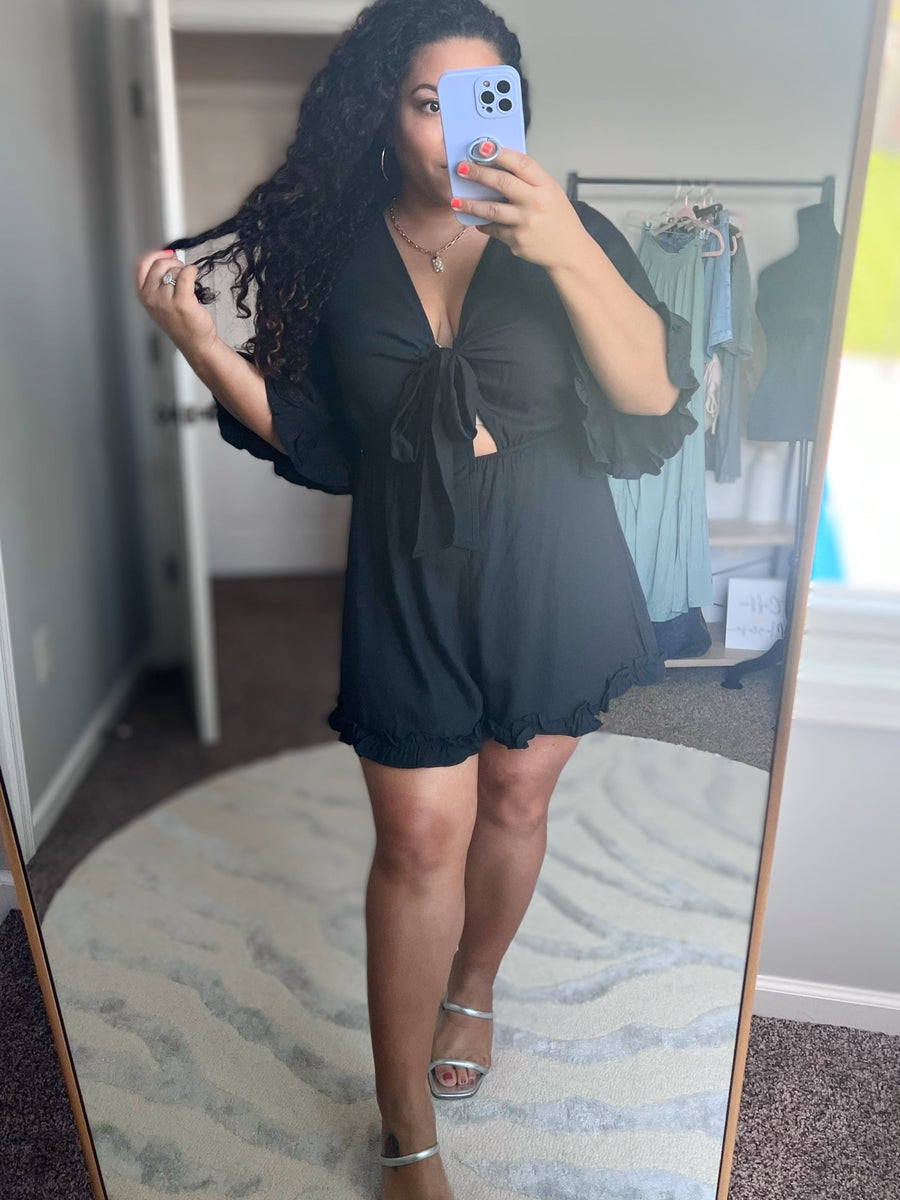 Black romper sales tie front