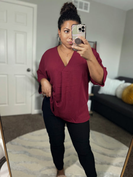 Burgundy maroon dressy tee - Ayden Rose