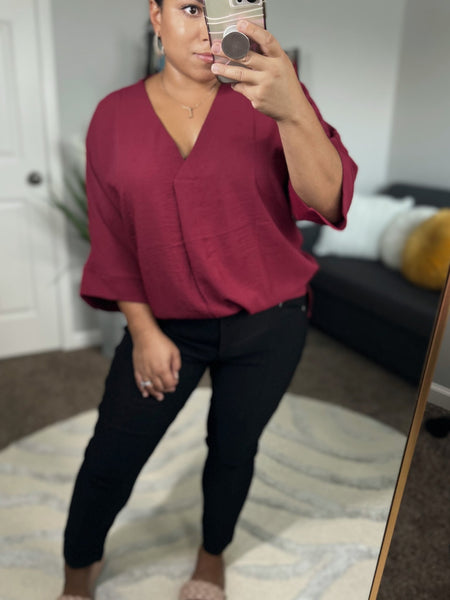 Burgundy maroon dressy tee - Ayden Rose