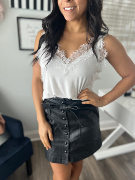 Classic ivory lace tank top - Ayden Rose