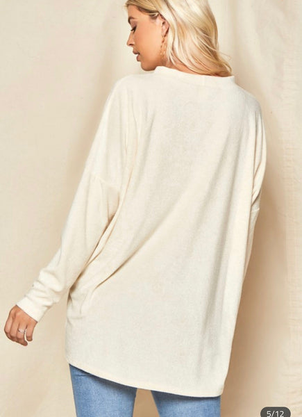 Cream Ivory keyhole neck sweater - Ayden Rose