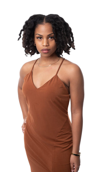 Dark tan midi dress - Ayden Rose