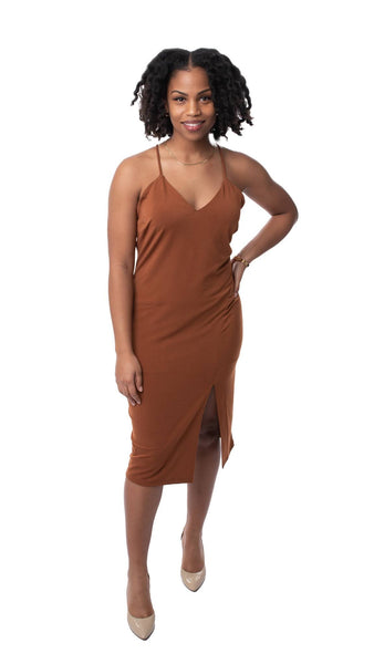 Dark tan midi dress - Ayden Rose
