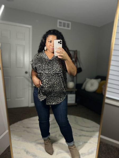 Leopard print button down top - Ayden Rose