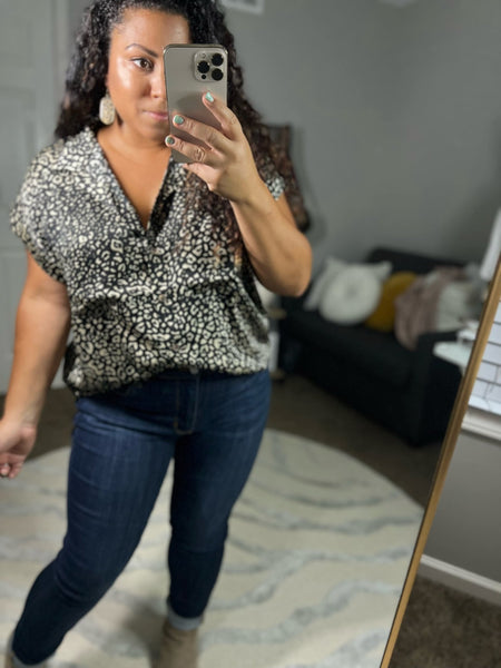 Leopard print button down top - Ayden Rose