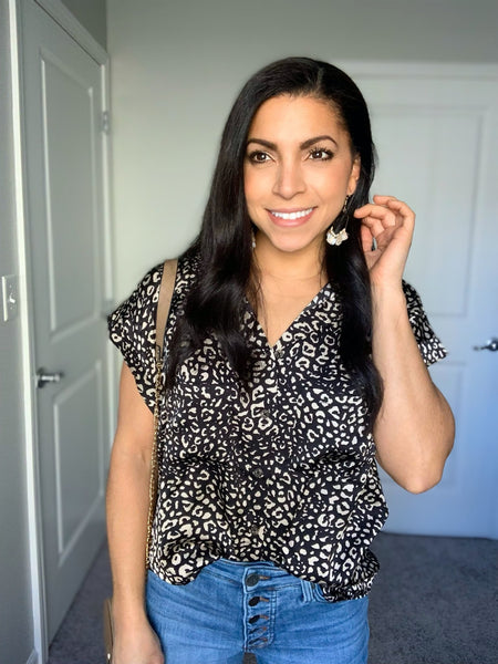 Leopard print button down top - Ayden Rose
