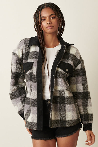 Plaid Sherpa shacket - Ayden Rose