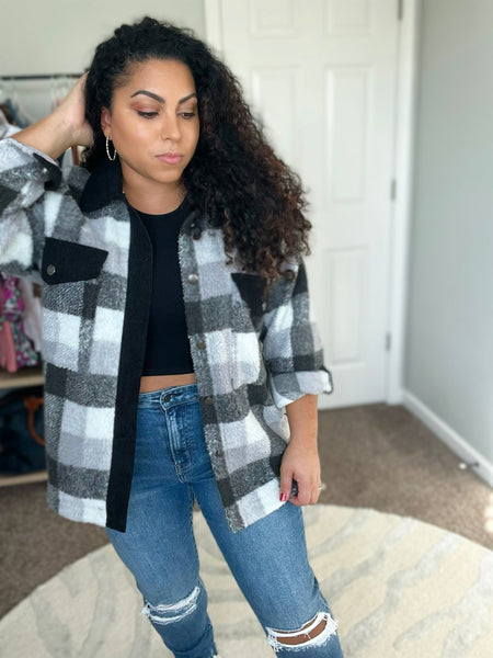 Plaid Sherpa shacket - Ayden Rose