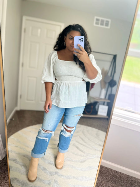 White cut out detail blouse - Ayden Rose