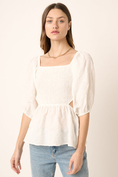 White cut out detail blouse - Ayden Rose