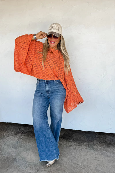 Fall bell sleeve top