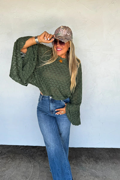 Fall bell sleeve top