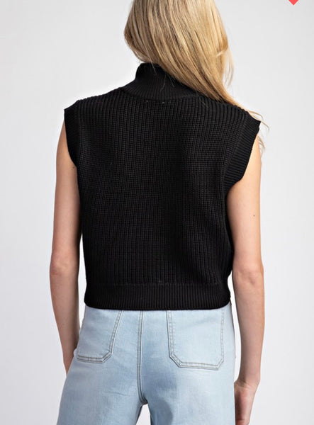 Black knit cropped sweater - Ayden Rose