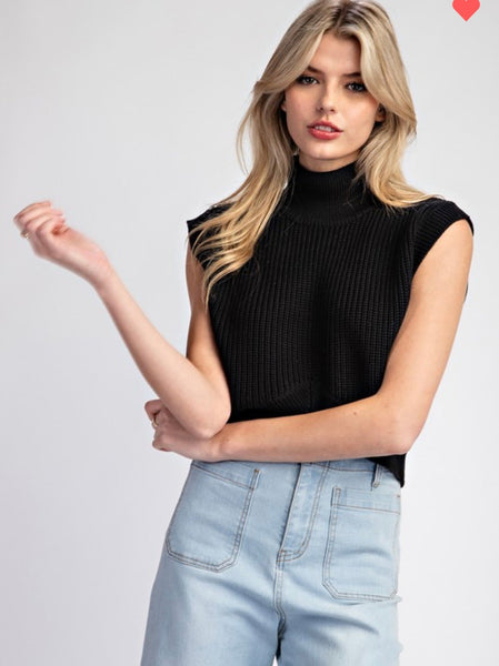 Black knit cropped sweater - Ayden Rose