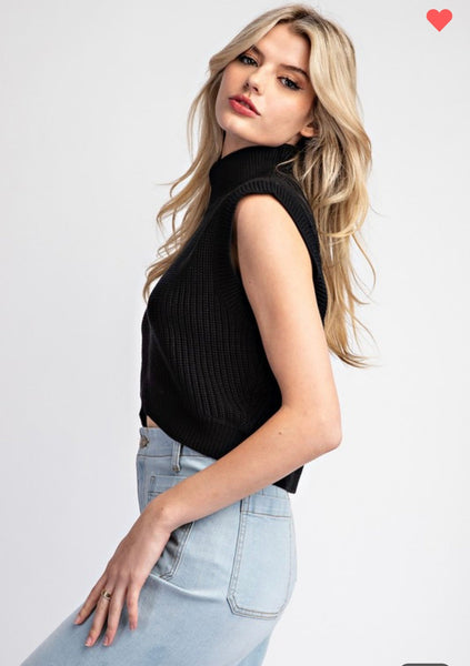 Black knit cropped sweater - Ayden Rose