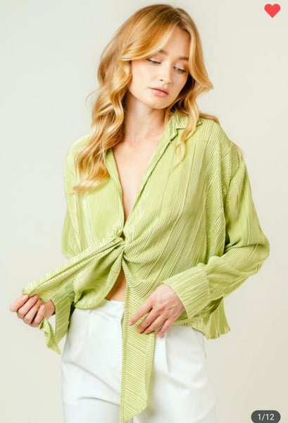 Cropped blouse in lime - Ayden Rose
