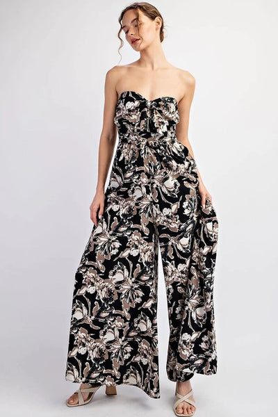 Floral black pants jumpsuit - Ayden Rose