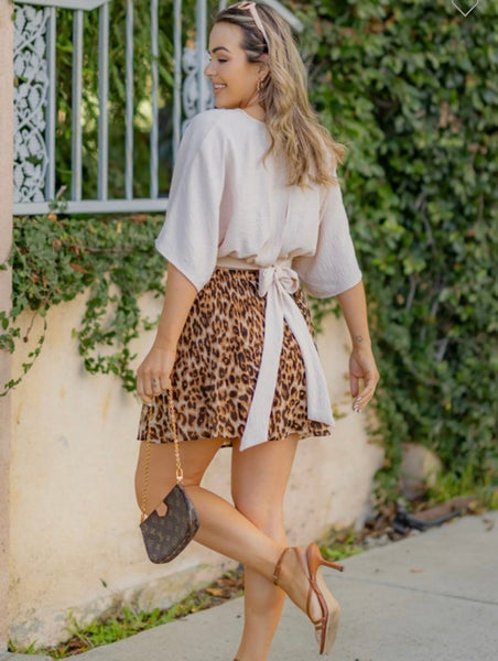 Leopard chiffon pleated skirt - Ayden Rose