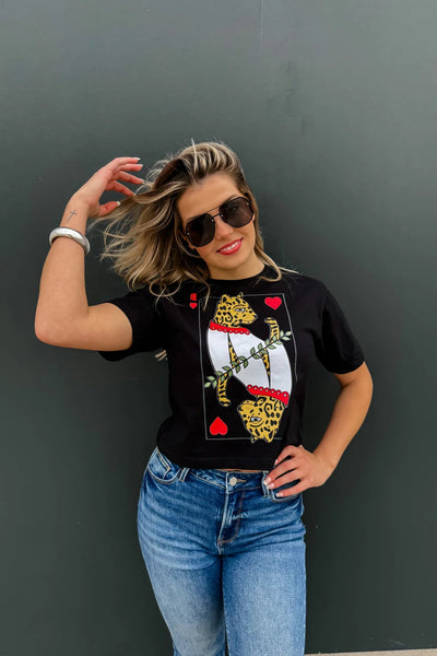 Leopard Queen of hearts graphic tee - Ayden Rose