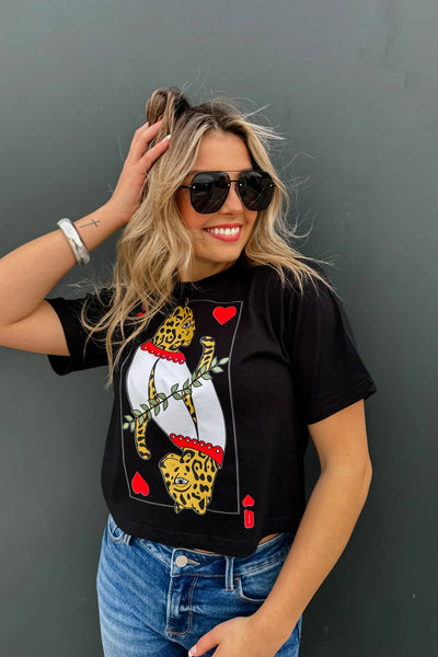 Leopard Queen of hearts graphic tee - Ayden Rose