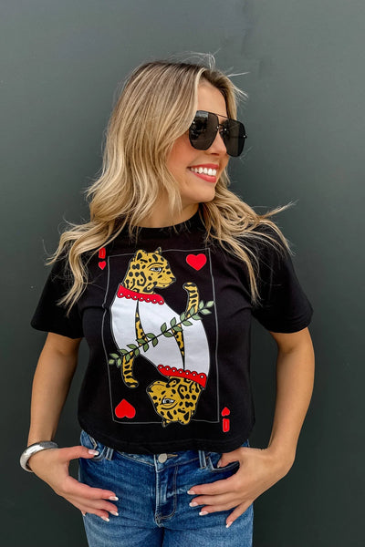 Leopard Queen of hearts graphic tee - Ayden Rose