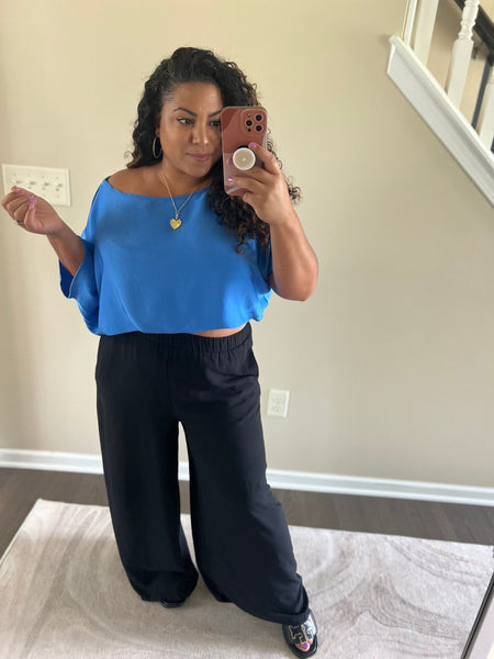 Off the shoulder blue summer night out top - Ayden Rose