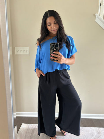 Off the shoulder blue summer night out top - Ayden Rose