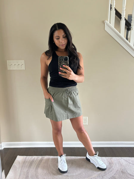 Olive cargo skort - Ayden Rose