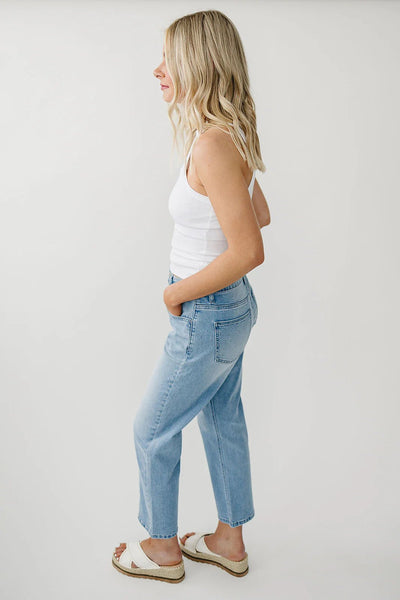 PRE ORDER Non distressed stretchy crop wide leg jeans - Ayden Rose