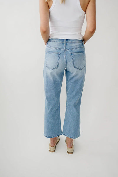 PRE ORDER Non distressed stretchy crop wide leg jeans - Ayden Rose