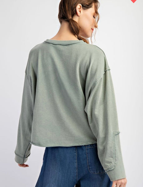 Smiley mint sage sweatshirt - Ayden Rose