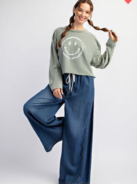 Smiley mint sage sweatshirt - Ayden Rose