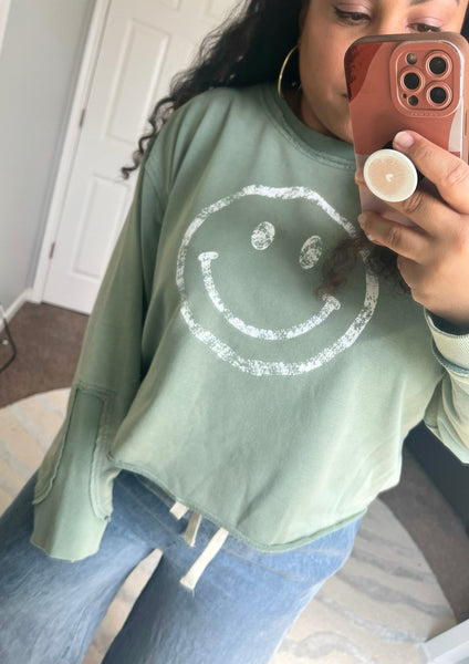 Smiley mint sage sweatshirt - Ayden Rose