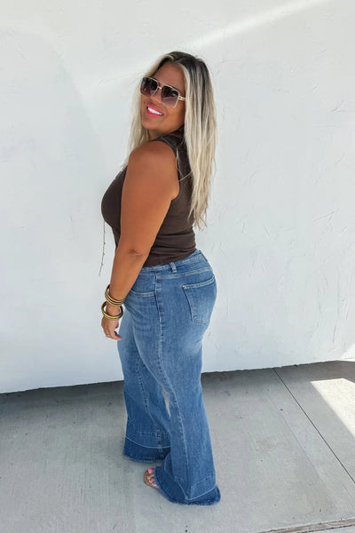 Tummy control wide leg jeans available in 3 lengths! - Ayden Rose