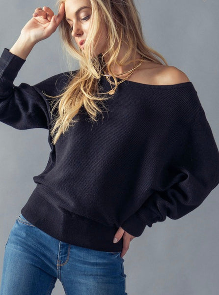 Black knit dolman sweater - Ayden Rose