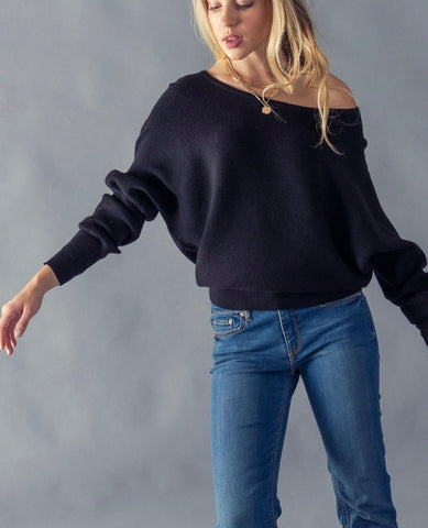 Black knit dolman sweater - Ayden Rose