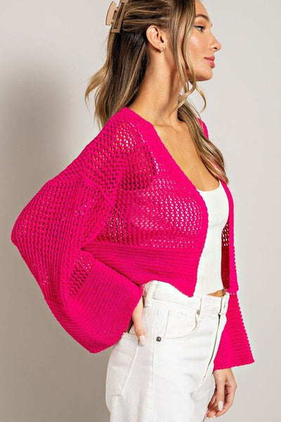 Bright pink eyelet Knit Cardigan - Ayden Rose