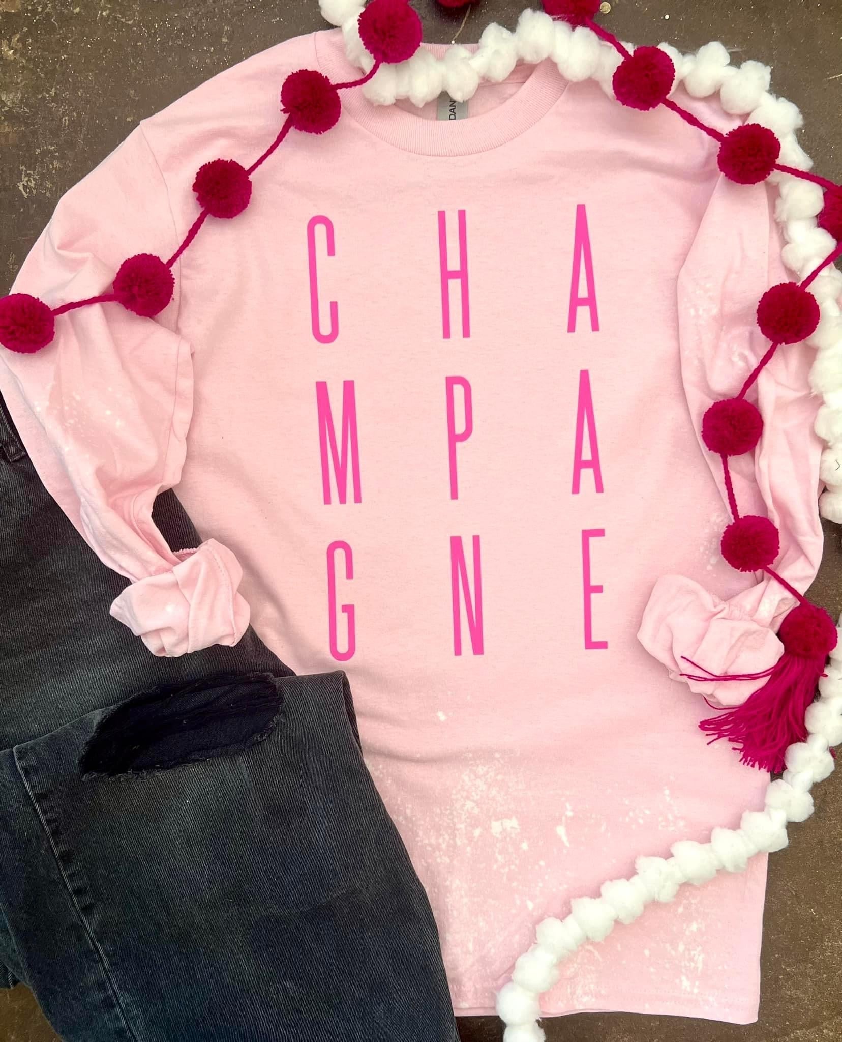 “Champagne” graphic long sleeve tee - Ayden Rose