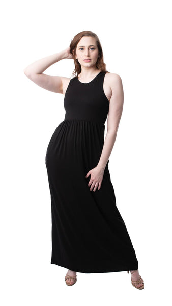 Confident black maxi dress with pockets - Ayden Rose