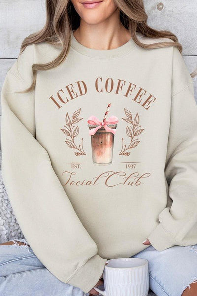 Iced Coffee Social Club Graphic Fleece Sweatshirts - Ayden Rose