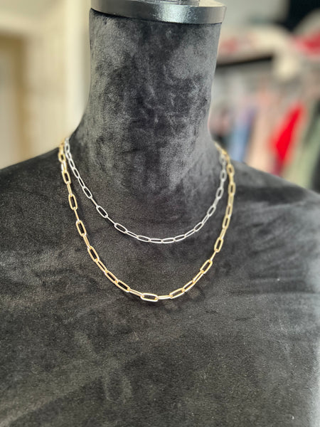 Silver & gold double chain necklace