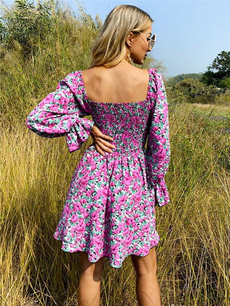 Lavender floral off the shoulder dress - Ayden Rose
