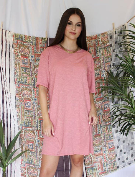 Oversized pink tshirt dress - Ayden Rose