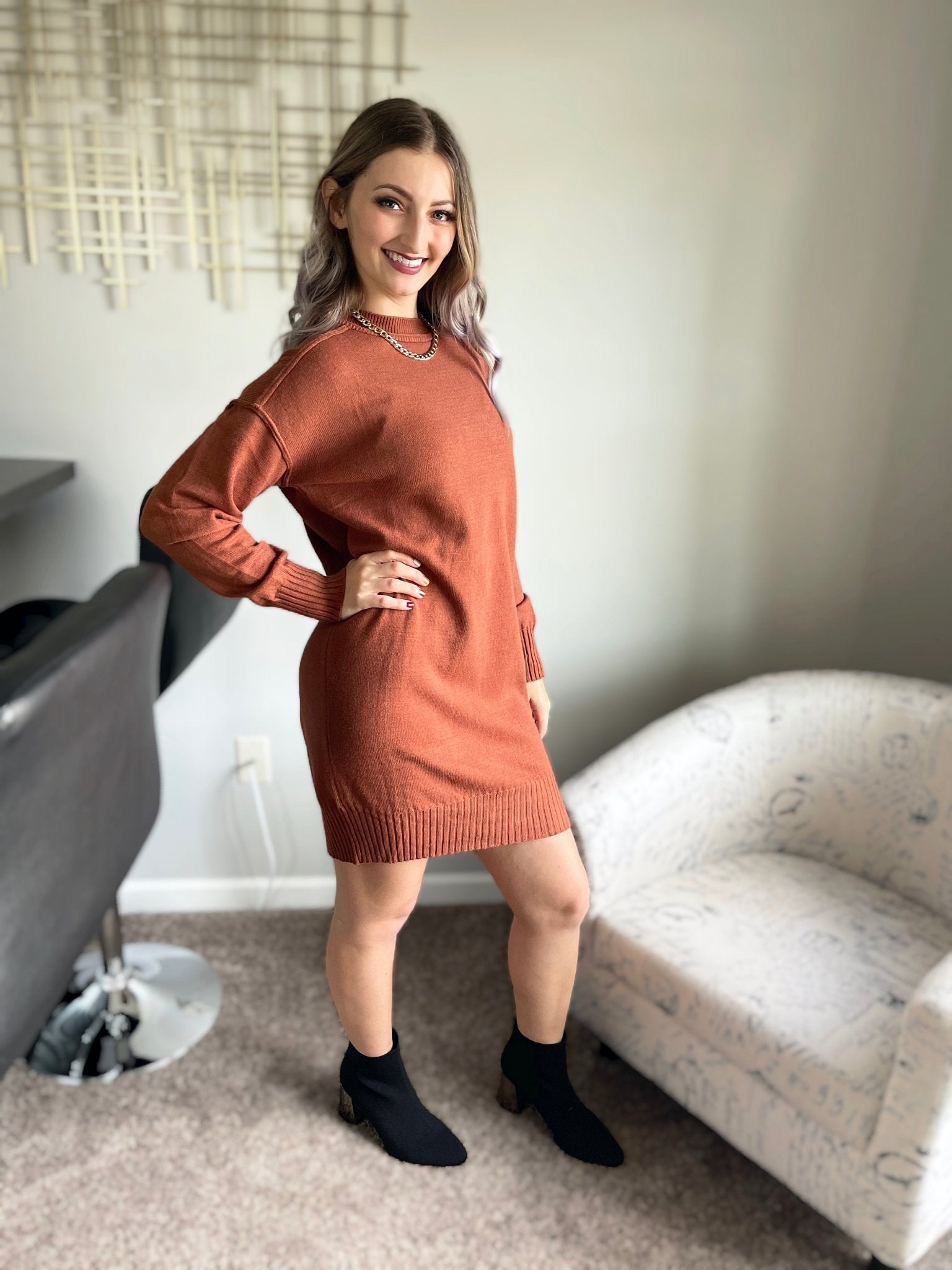 Pumpkin spice sweater dress - Ayden Rose