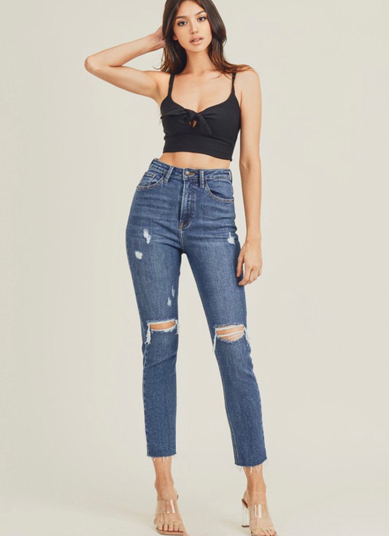 Relaxed distressed skinny jeans - Ayden Rose