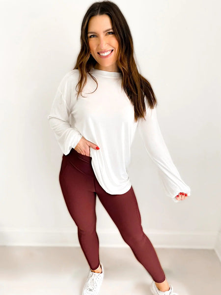 Ribbed compression crossover waist leggings - Ayden Rose