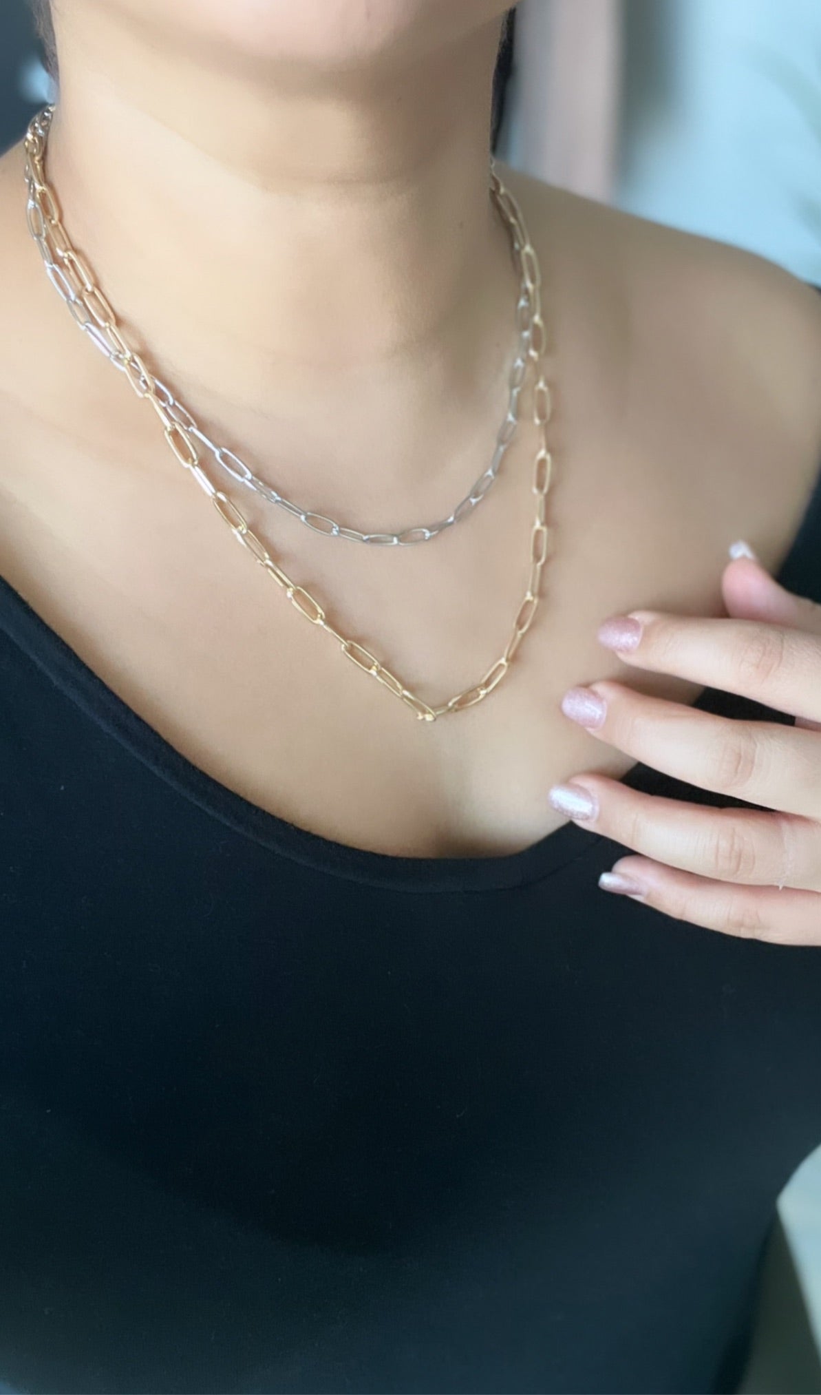 Silver & gold double chain necklace - Ayden Rose